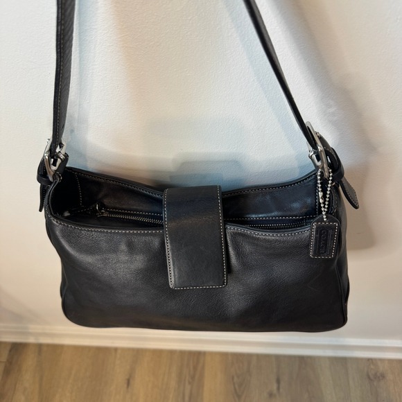 Vintage Coach Y2K Hamptons Hobo Shoulder Bag Black/Brown Leather 7788 EUC - Picture 4 of 12